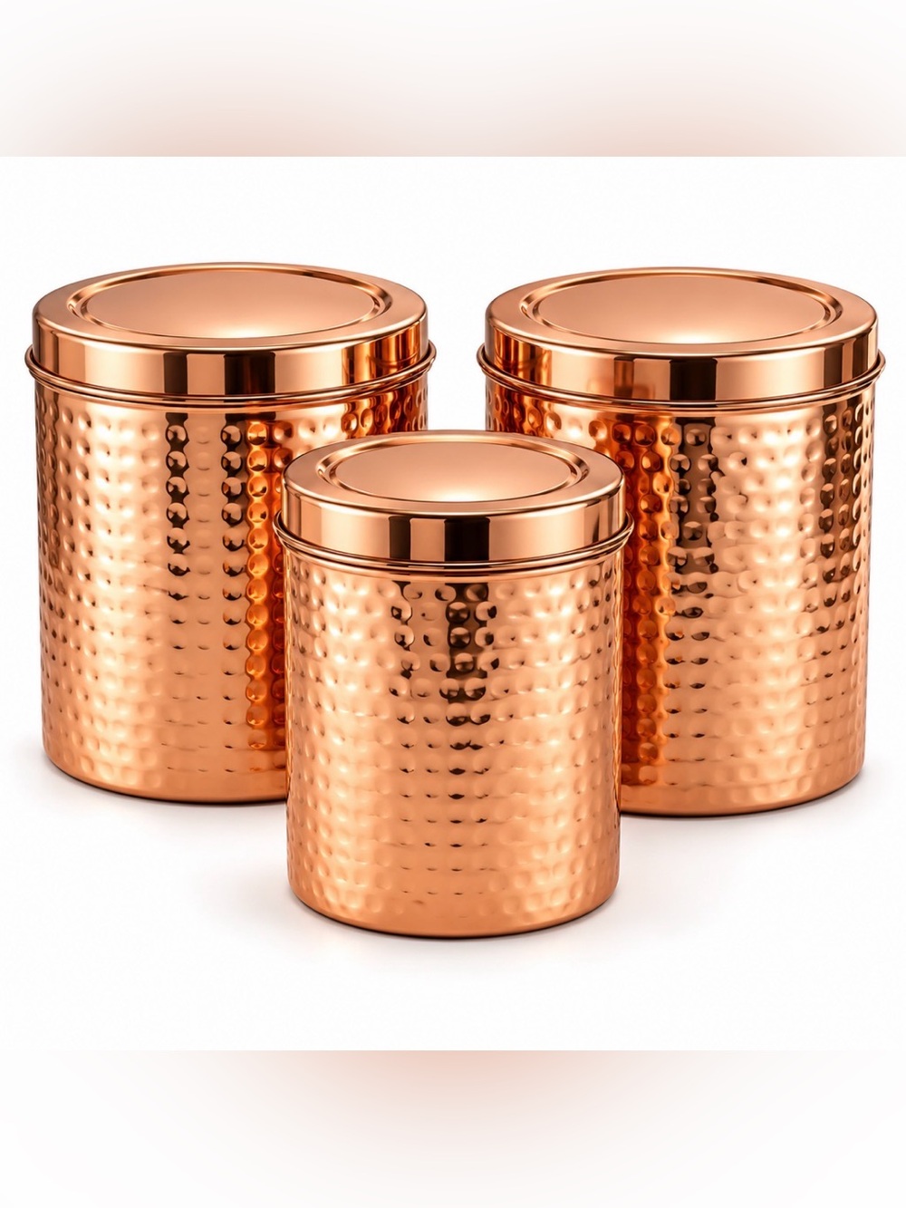 3 set Copper Kitchen Canisters- S-M-L - Modern Kitchen Storage Decor